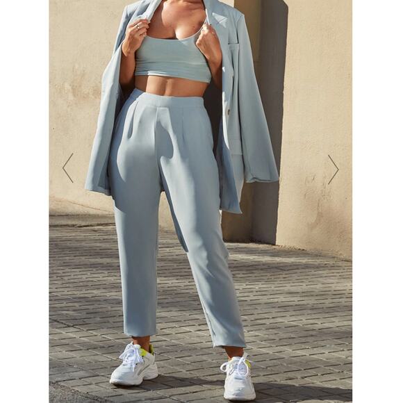 PrettyLittleThing Dark Mint tailored trousers 4 NEW - Picture 1 of 10
